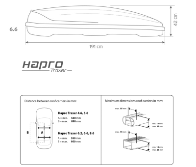  Автомобильный бокс Hapro Traxer 6.6 B черный глянец компании RackWorld